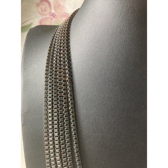 Multi-Strand Box Chain Statement Necklace With Lobster Clasp - Picture 2 of 3